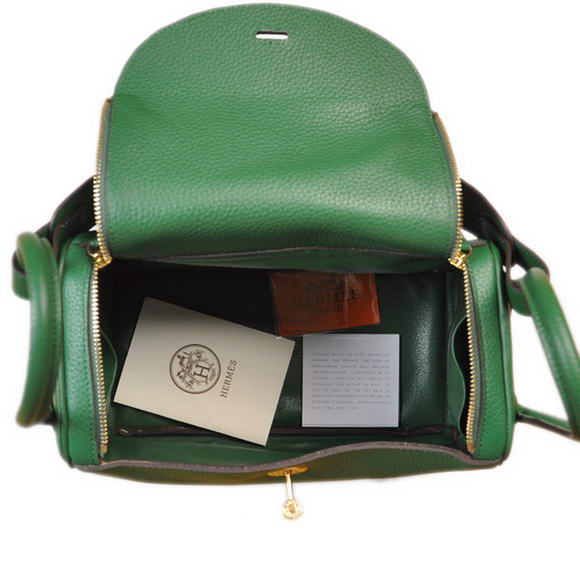 High Quality Replica Hermes Lindy 30CM Havanne Handbags 1057 Dark Green Leather Golden Hardware